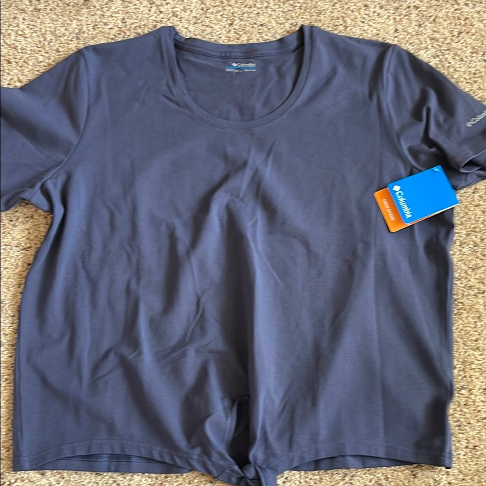 Columbia Blue Short Sleeve Tie Front T-Shirt XXL